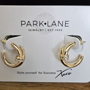 Park Lane Designer Inspired Crest Gold Hoop Earrings